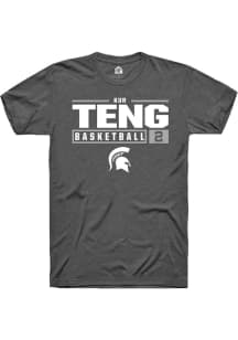 Kur Teng  Michigan State Spartans Grey Rally NIL Stacked Box Short Sleeve T Shirt