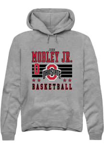 John Mobley Jr.  Rally Ohio State Buckeyes Mens Grey NIL Striped Long Sleeve Hoodie