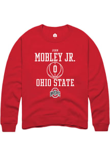 John Mobley Jr.  Rally Ohio State Buckeyes Mens Red NIL Sport Icon Long Sleeve Crew Sweatshirt