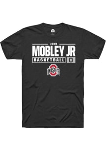 John Mobley Jr.  Ohio State Buckeyes Black Rally NIL Stacked Box Short Sleeve T Shirt