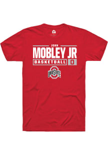 John Mobley Jr.  Ohio State Buckeyes Red Rally NIL Stacked Box Short Sleeve T Shirt