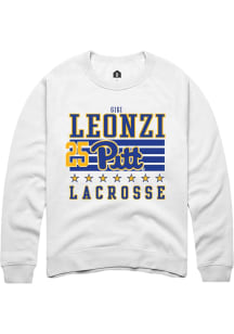 Gigi Leonzi  Rally Pitt Panthers Mens White NIL Striped Long Sleeve Crew Sweatshirt