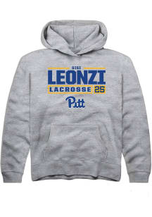 Gigi Leonzi  Rally Pitt Panthers Youth Grey NIL Stacked Box Long Sleeve Hoodie