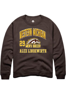 Alex Lindewirth  Rally Western Michigan Broncos Mens Brown NIL Arch Logo Long Sleeve Crew Sweatshi..