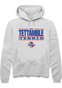 Gus Tettamble  Rally Tulsa Golden Hurricane Mens White NIL Stacked Box Long Sleeve Hoodie