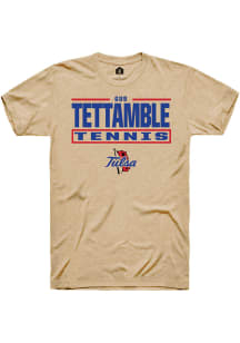 Gus Tettamble  Tulsa Golden Hurricane Tan Rally NIL Stacked Box Short Sleeve T Shirt