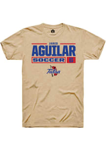 jared aguilar  Tulsa Golden Hurricane Tan Rally NIL Stacked Box Short Sleeve T Shirt