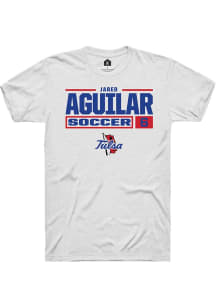 jared aguilar  Tulsa Golden Hurricane White Rally NIL Stacked Box Short Sleeve T Shirt