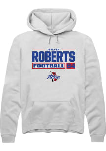 Jewlyen Roberts  Rally Tulsa Golden Hurricane Mens White NIL Stacked Box Long Sleeve Hoodie