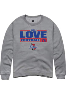 Josh Love  Rally Tulsa Golden Hurricane Mens Graphite NIL Stacked Box Long Sleeve Crew Sweatshirt