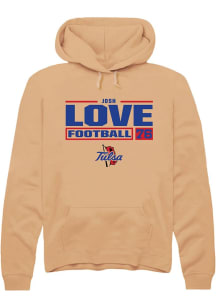 Josh Love  Rally Tulsa Golden Hurricane Mens Gold NIL Stacked Box Long Sleeve Hoodie