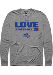 Josh Love  Tulsa Golden Hurricane Graphite Rally NIL Stacked Box Long Sleeve T Shirt