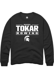 Braeden Tokar  Rally Michigan State Spartans Mens Black NIL Stacked Box Long Sleeve Crew Sweatshir..