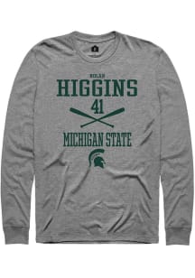 Nolan Higgins  Michigan State Spartans Graphite Rally NIL Sport Icon Long Sleeve T Shirt