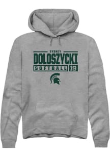 Sydney Doloszycki  Rally Michigan State Spartans Mens Graphite NIL Stacked Box Long Sleeve Hoodie