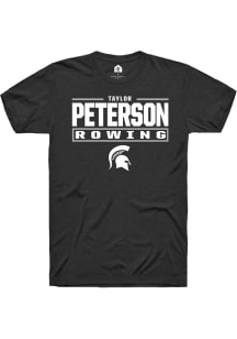 Taylor Peterson  Michigan State Spartans Black Rally NIL Stacked Box Short Sleeve T Shirt