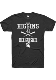 Nolan Higgins  Michigan State Spartans Black Rally NIL Sport Icon Short Sleeve T Shirt