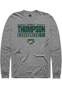 Garrett Thompson  Ohio Bobcats Graphite Rally NIL Stacked Box Long Sleeve T Shirt