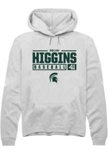 Nolan Higgins  Rally Michigan State Spartans Mens White NIL Stacked Box Long Sleeve Hoodie