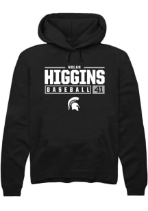 Nolan Higgins  Rally Michigan State Spartans Mens Black NIL Stacked Box Long Sleeve Hoodie