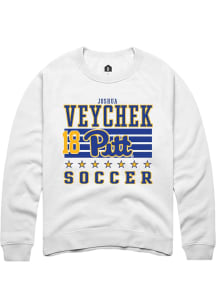 Joshua Veychek  Rally Pitt Panthers Mens White NIL Striped Long Sleeve Crew Sweatshirt