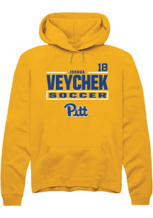 Joshua Veychek  Rally Pitt Panthers Mens Gold NIL Stacked Box Long Sleeve Hoodie