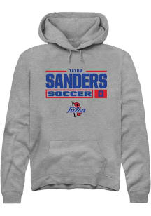 Tatum Sanders  Rally Tulsa Golden Hurricane Mens Graphite NIL Stacked Box Long Sleeve Hoodie