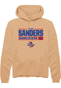 Tatum Sanders  Rally Tulsa Golden Hurricane Mens Gold NIL Stacked Box Long Sleeve Hoodie