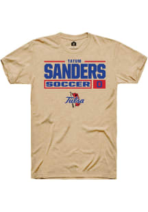 Tatum Sanders  Tulsa Golden Hurricane Tan Rally NIL Stacked Box Short Sleeve T Shirt