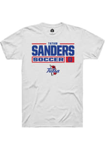 Tatum Sanders  Tulsa Golden Hurricane White Rally NIL Stacked Box Short Sleeve T Shirt