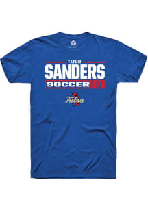 Tatum Sanders  Tulsa Golden Hurricane Blue Rally NIL Stacked Box Short Sleeve T Shirt