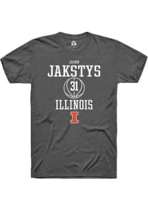 Jason Jakstys  Illinois Fighting Illini Grey Rally NIL Sport Icon Short Sleeve T Shirt