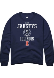 Jason Jakstys  Rally Illinois Fighting Illini Mens Navy Blue NIL Sport Icon Long Sleeve Crew Sweat..