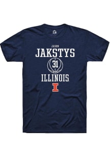 Jason Jakstys  Illinois Fighting Illini Navy Blue Rally NIL Sport Icon Short Sleeve T Shirt