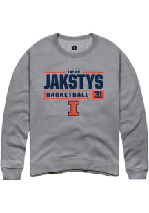 Jason Jakstys  Rally Illinois Fighting Illini Mens Graphite NIL Stacked Box Long Sleeve Crew Sweat..