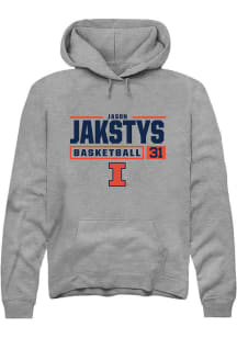 Jason Jakstys  Rally Illinois Fighting Illini Mens Graphite NIL Stacked Box Long Sleeve Hoodie