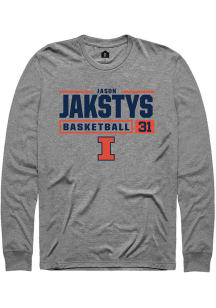 Jason Jakstys  Illinois Fighting Illini Graphite Rally NIL Stacked Box Long Sleeve T Shirt