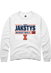 Jason Jakstys  Rally Illinois Fighting Illini Mens White NIL Stacked Box Long Sleeve Crew Sweatshi..