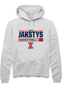 Jason Jakstys  Rally Illinois Fighting Illini Mens White NIL Stacked Box Long Sleeve Hoodie