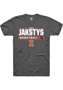 Jason Jakstys  Illinois Fighting Illini Grey Rally NIL Stacked Box Short Sleeve T Shirt