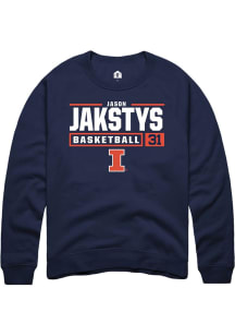 Jason Jakstys  Rally Illinois Fighting Illini Mens Navy Blue NIL Stacked Box Long Sleeve Crew Swea..