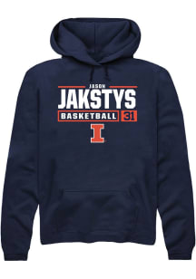 Jason Jakstys  Rally Illinois Fighting Illini Mens Navy Blue NIL Stacked Box Long Sleeve Hoodie