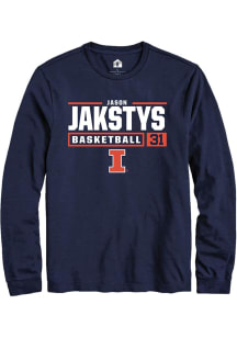 Jason Jakstys  Illinois Fighting Illini Navy Blue Rally NIL Stacked Box Long Sleeve T Shirt