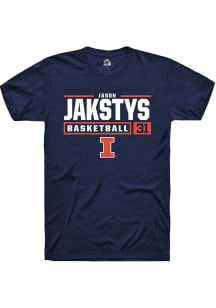Jason Jakstys  Illinois Fighting Illini Navy Blue Rally NIL Stacked Box Short Sleeve T Shirt