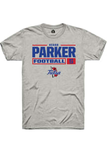 Keuan Parker  Tulsa Golden Hurricane Ash Rally Football NIL Stacked Box Short Sleeve T Shirt