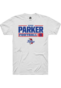 Keuan Parker  Tulsa Golden Hurricane White Rally Football NIL Stacked Box Short Sleeve T Shirt