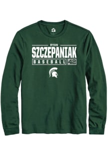 Ryan Szczepaniak  Michigan State Spartans Green Rally NIL Stacked Box Long Sleeve T Shirt