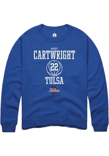 Mady Cartwright  Rally Tulsa Golden Hurricane Mens Blue NIL Sport Icon Long Sleeve Crew Sweatshirt