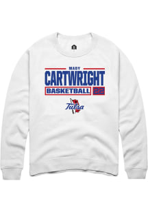 Mady Cartwright  Rally Tulsa Golden Hurricane Mens White NIL Stacked Box Long Sleeve Crew Sweatshi..