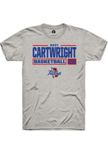 Mady Cartwright  Tulsa Golden Hurricane Ash Rally NIL Stacked Box Short Sleeve T Shirt